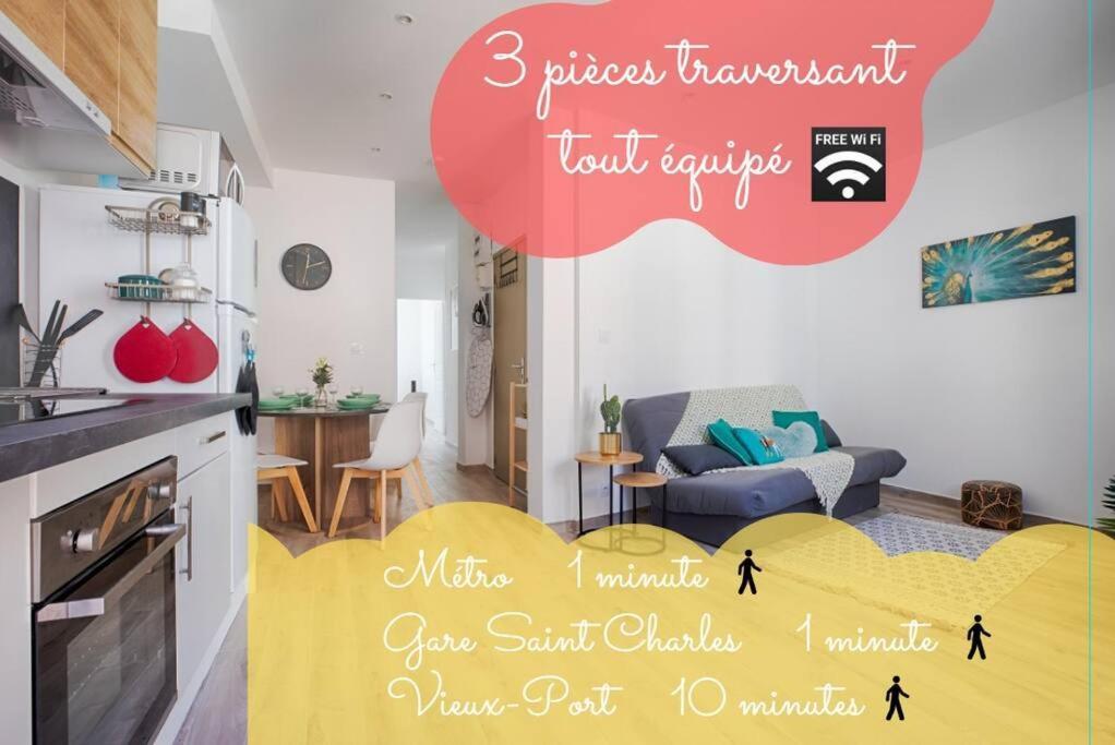 Apartamento Joli T3 Avec Balcon - Gare St-Charles A 50 M Marsella Exterior foto